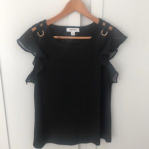 Nine West Black Top with Ruffled Sleeves.